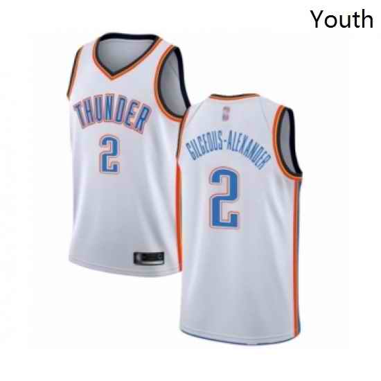 Youth Oklahoma City Thunder 2 Shai Gilgeous Alexander Swingman White Basketball Jersey Association Edition